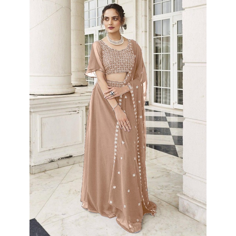 SANCIA Embroidered Sequins Top With Palazzos And Dupatta