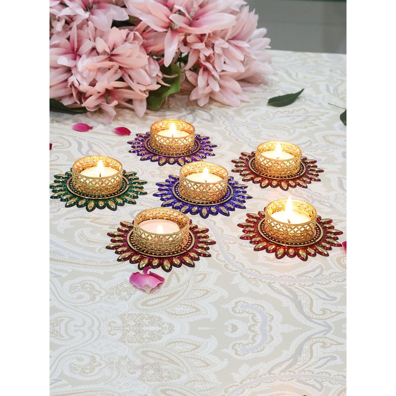 TIED RIBBONS Set of 6 Diwali Decoration Tealight Candle Holder