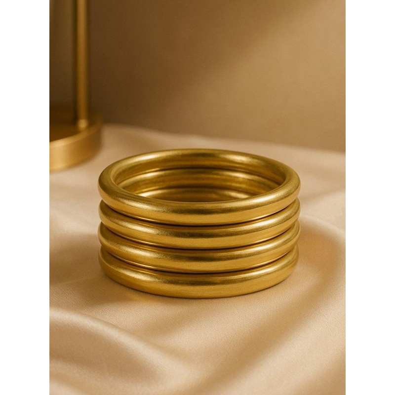 ATIBELLE Set Of 4 Gold-Plated Round Shaped Glossy Bangles