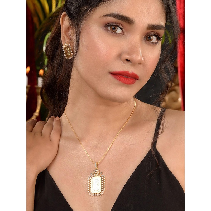 Saraf RS Jewellery Gold-Plated & AD Studded Jewellery Set