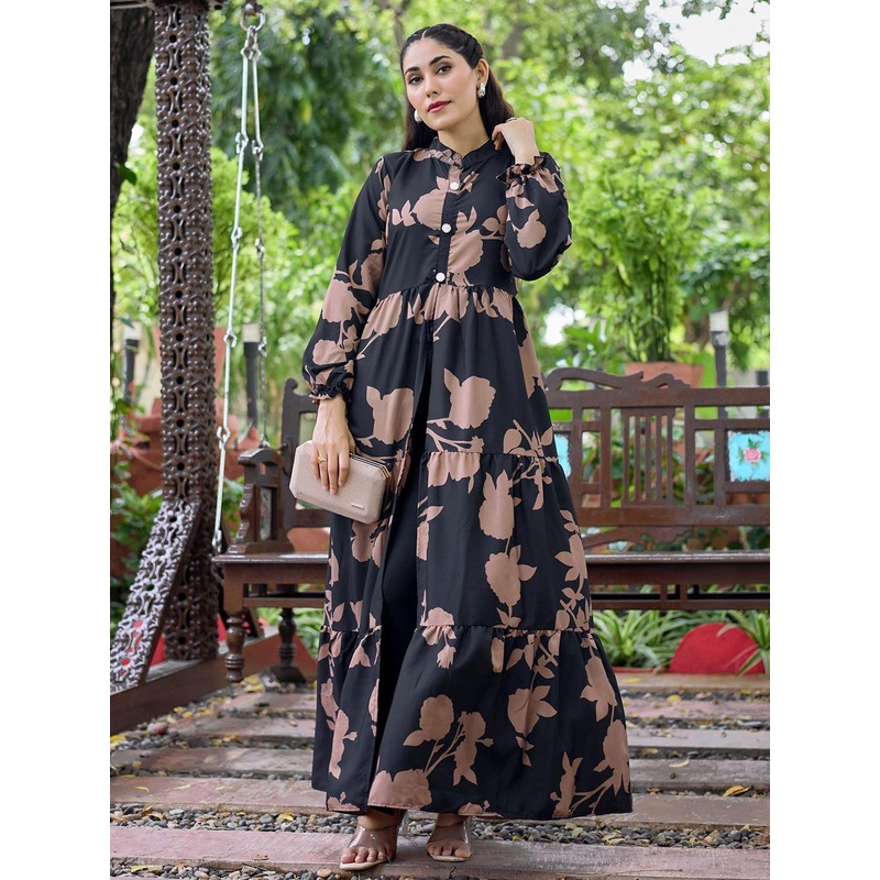 SARINKU Black Printed Pure Crepe Kurti
