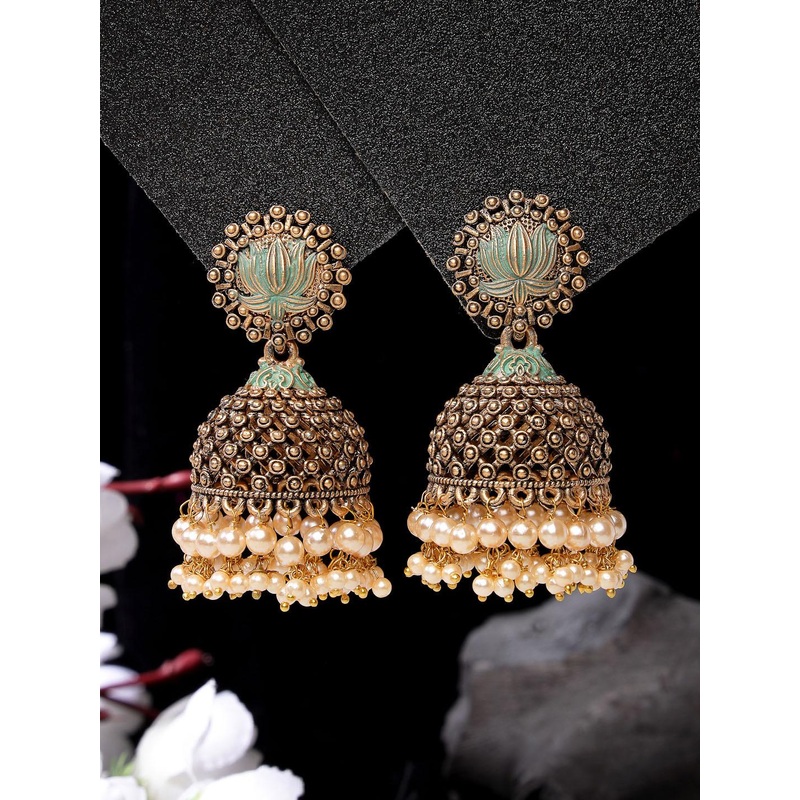 ADIVA Gold-Plated Contemporary Jhumkas