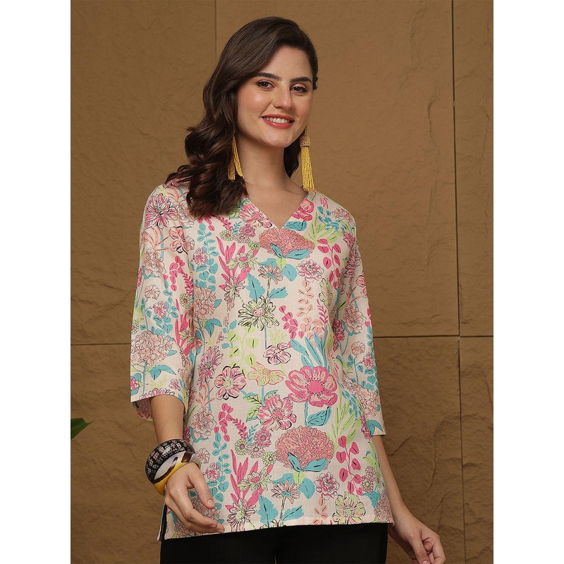 Anouk Rustic Ethnic Motifs Printed V-Neck Kurti
