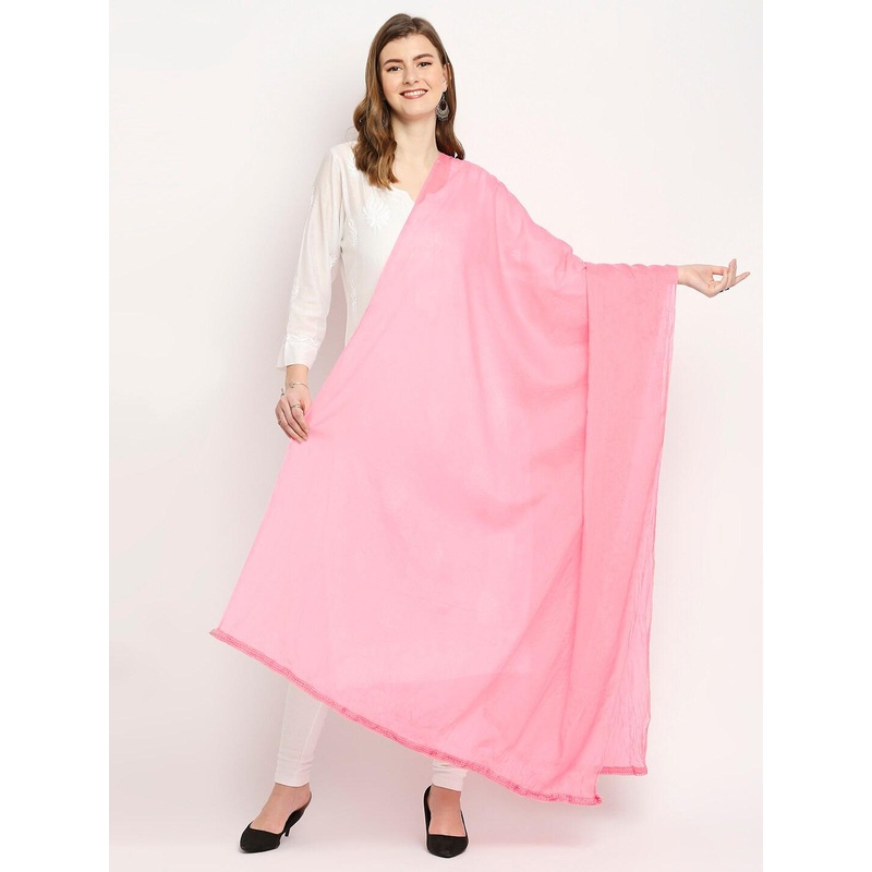 Dupatta Bazaar Pink Solid Pure Cotton Dupatta