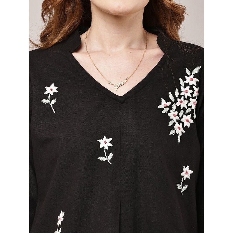 HERE&NOW Women Embroidered Tunic And Trousers Co-Ord Set