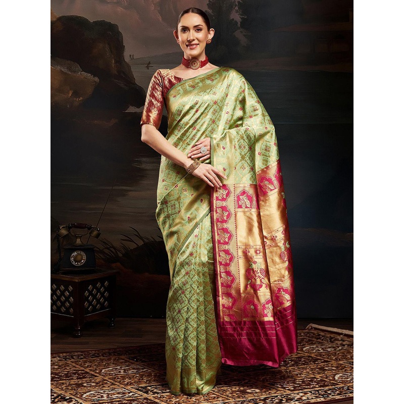 House of Pataudi Woven Design Saree With Matching Blouse