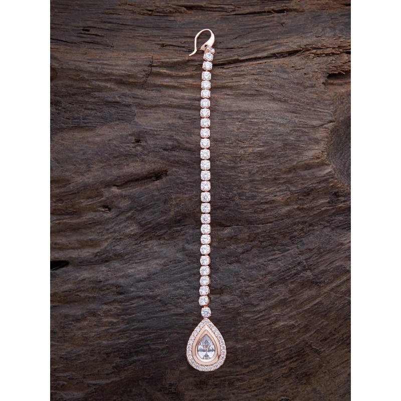 Kushal’s Fashion Jewellery Women Gold-Toned & White Stone-Studded Maang Tikka