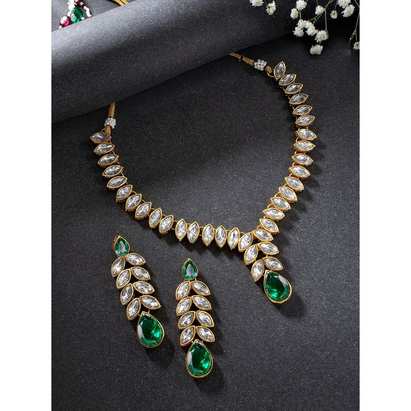 Peora Gold-Plated Crystals-Studded Jewellery Set