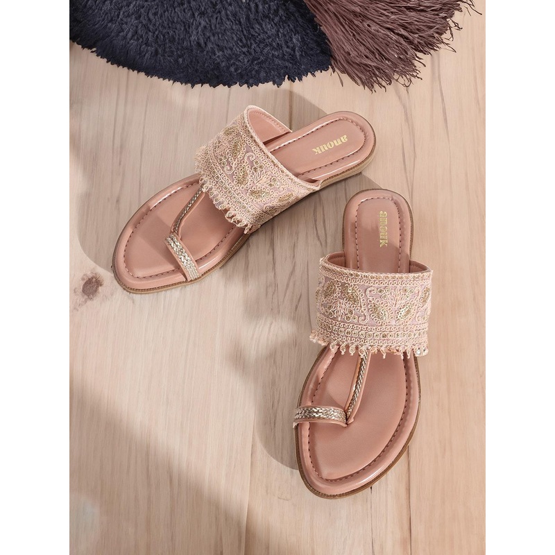 Anouk Pink Ethnic Embellished One Toe Flats