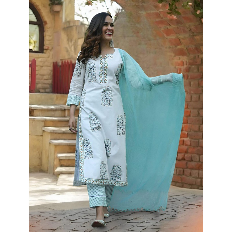 Anouk Rustic Women Ethnic Motifs Printed Regular Kurta Set With Dupatta