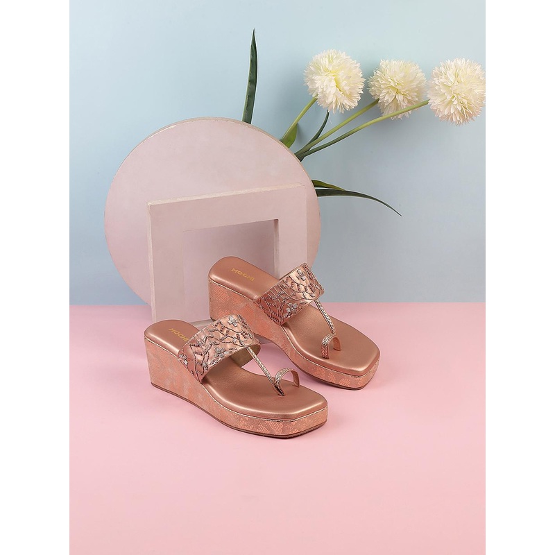 Mochi Embellished Open Toe Wedge Heels