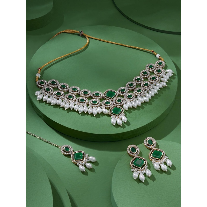 Zaveri Pearls Gold-Plated  Stones And Beads Studded Jewellery Set