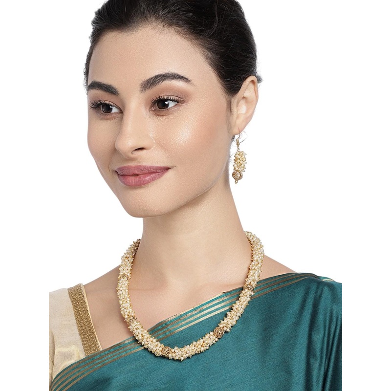 Anouk Gold-Plated And White Pearls Necklace And Earrings