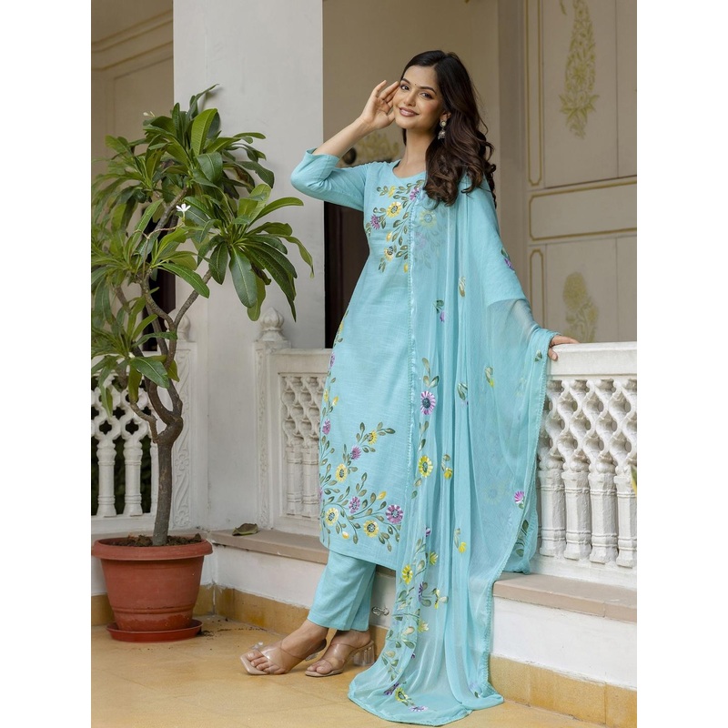 Anouk Women Pure Cotton Self Design Kurta Sets With Dupatta