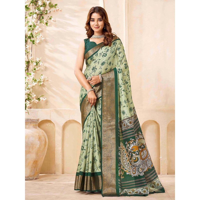 DIVASTRI Floral Printed Zari Saree