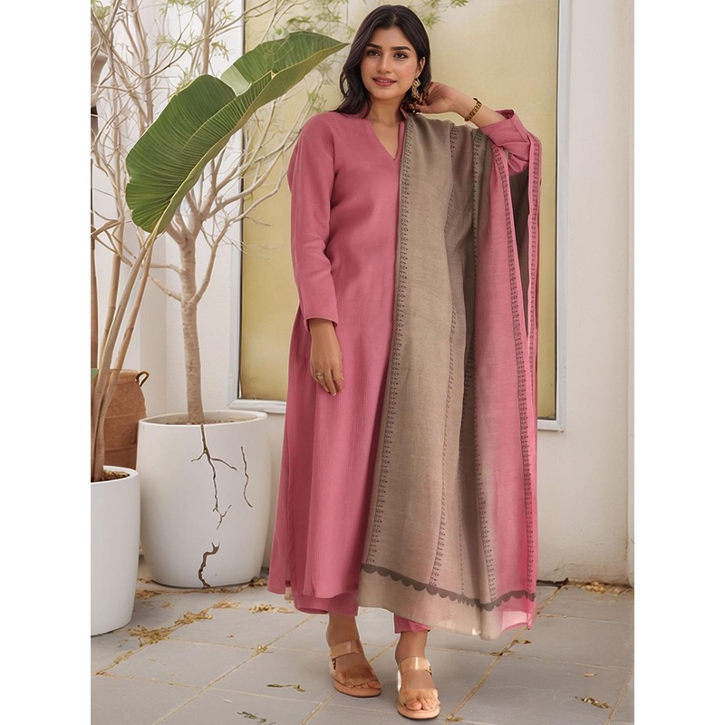 GoSriKi Women Solid Kurta with Palazzo & Dupatta