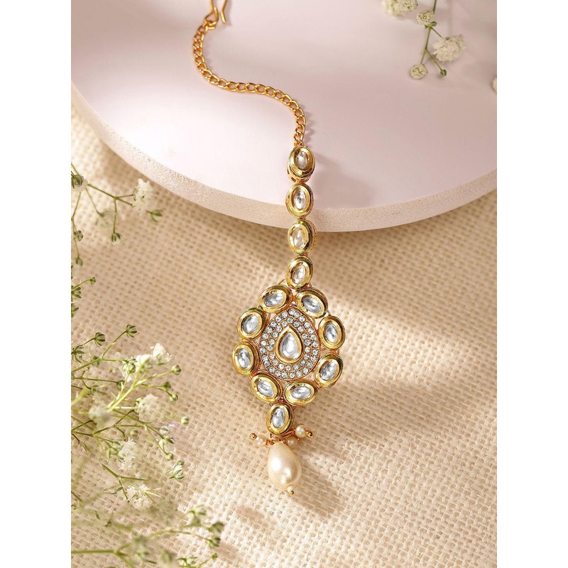 Priyaasi Gold-Plated Kundan Studded Maang Tikka Head Jewellery