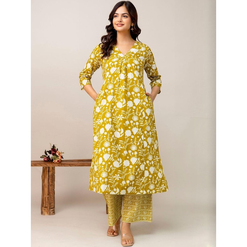 SZN Women Printed A-Line Kurta With Trousers Co-Ord Set