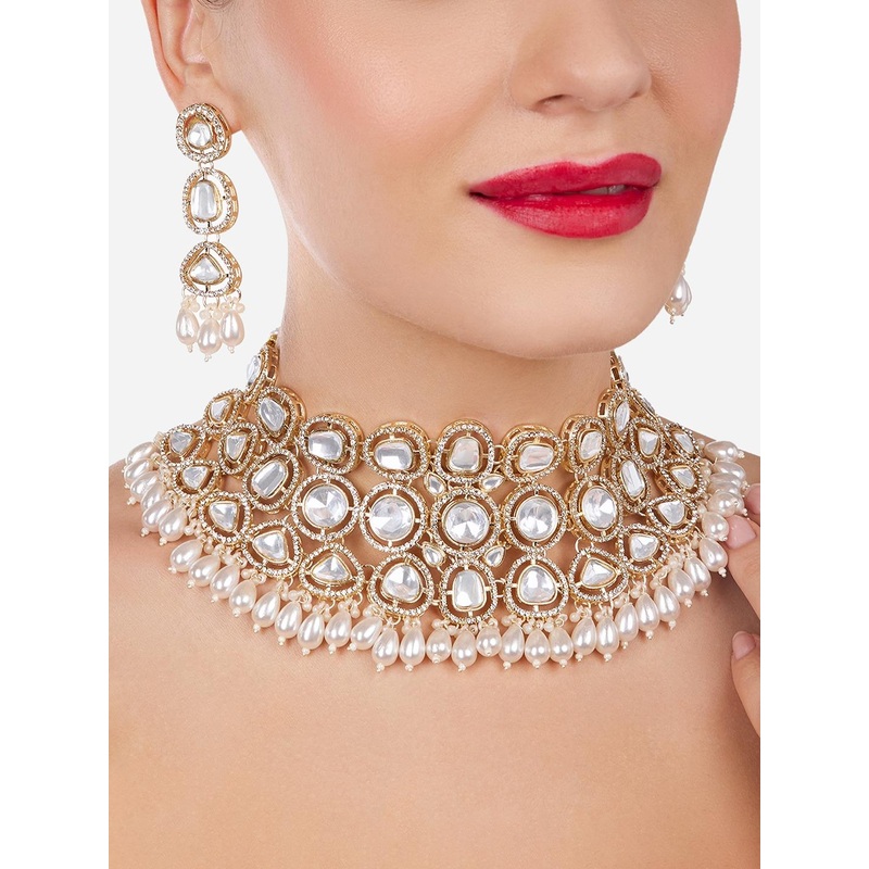 Zaveri Pearls American Diamond Stone-Studded & Beaded Jewellery Set