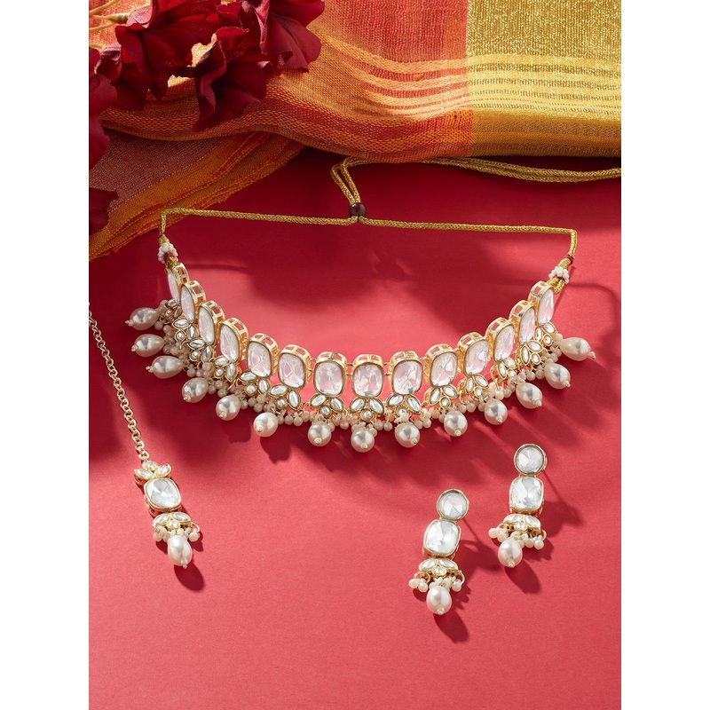Zaveri Pearls Gold-plated Studded Jewellery Set