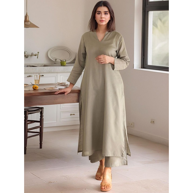 DIVASTRI Shirt Collar Kurta With Palazzos & Dupatta