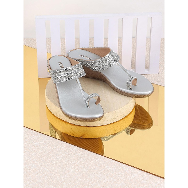 Metro Embellished One Toe Wedge Heels
