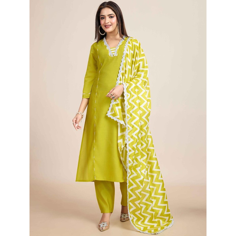 Navlik Embroidered Regular Kurta With Trousers & Dupatta