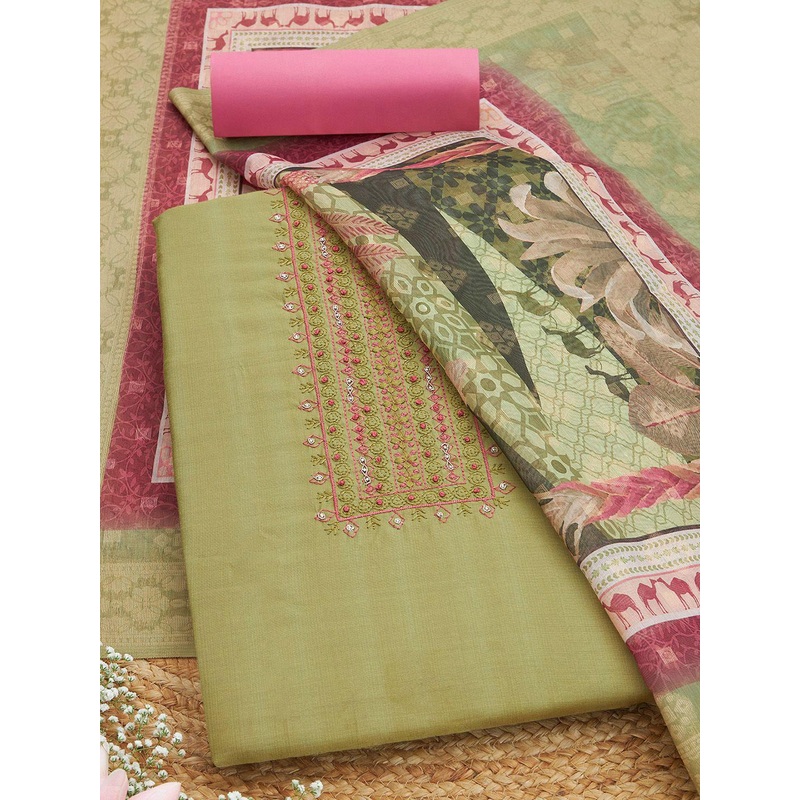 Soch Embroidered Art Silk Unstitched Dress Material