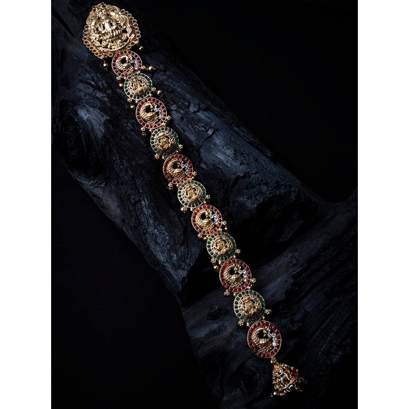 StileAdda Gold-Plated Kemp Stone-Studded Temple Jada Bilai