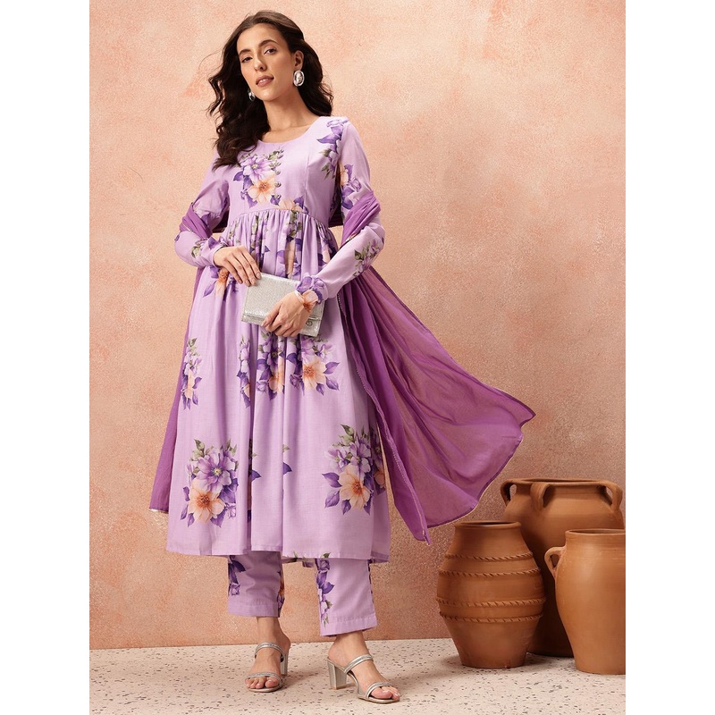 all about you Floral Print Kurta with Trousers & Dupatta
