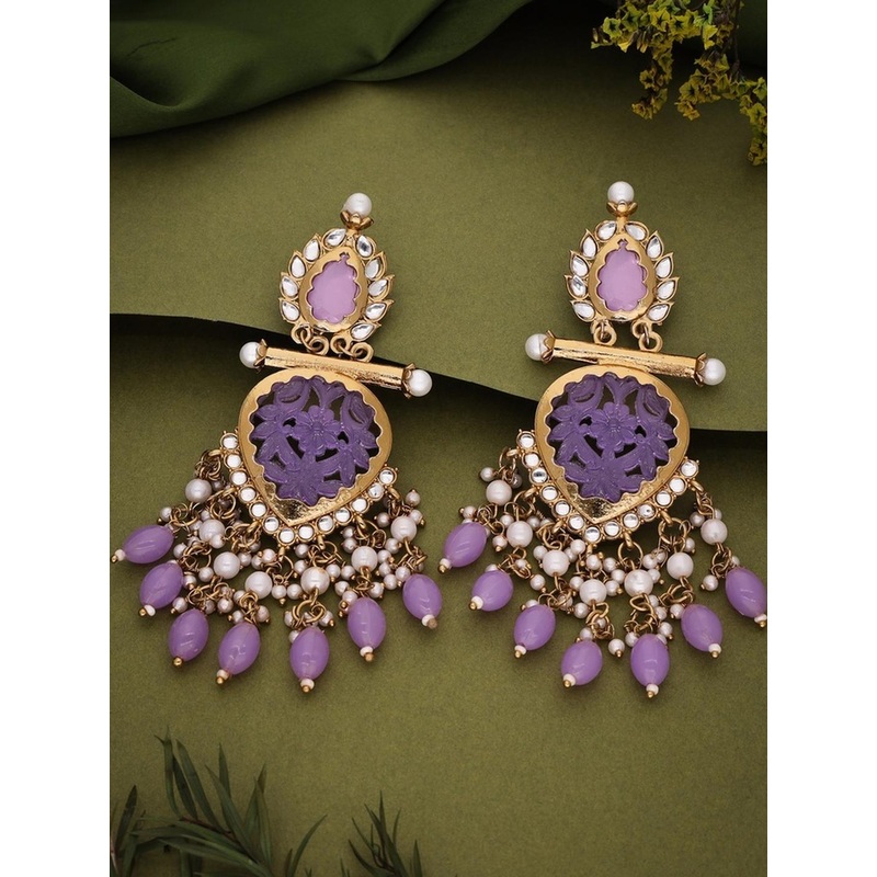Anouk Ethnic Purple Jhumka Earrings