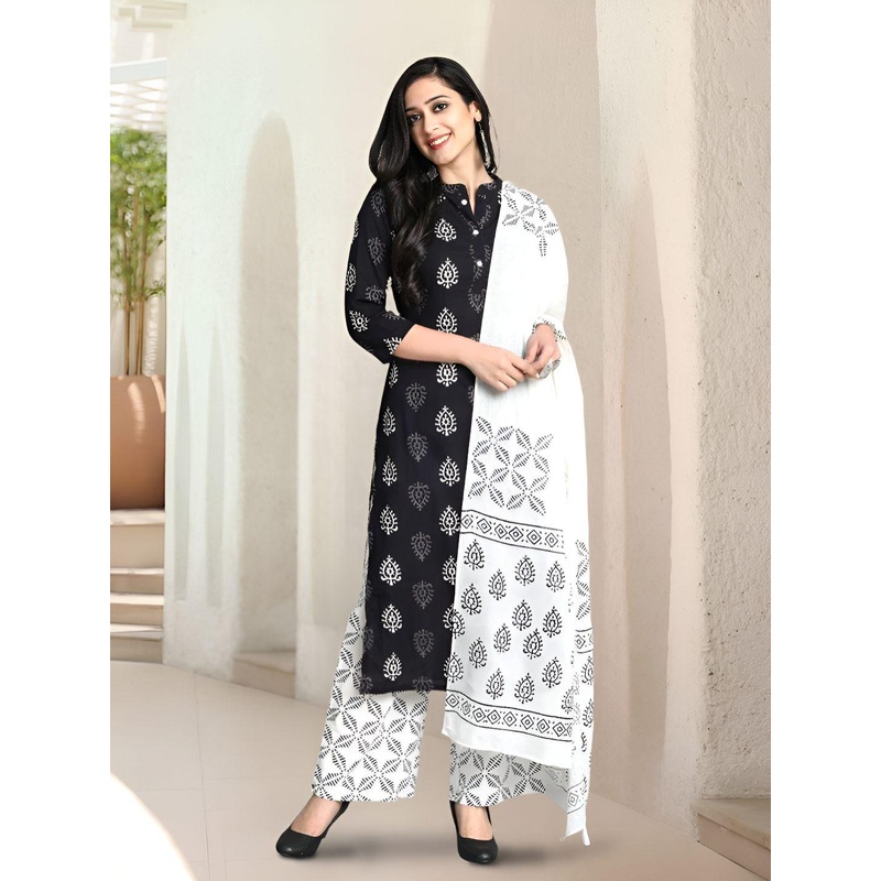 Anouk Rustic Women Ethnic Motifs Printed Kurta with Palazzos & Dupatta