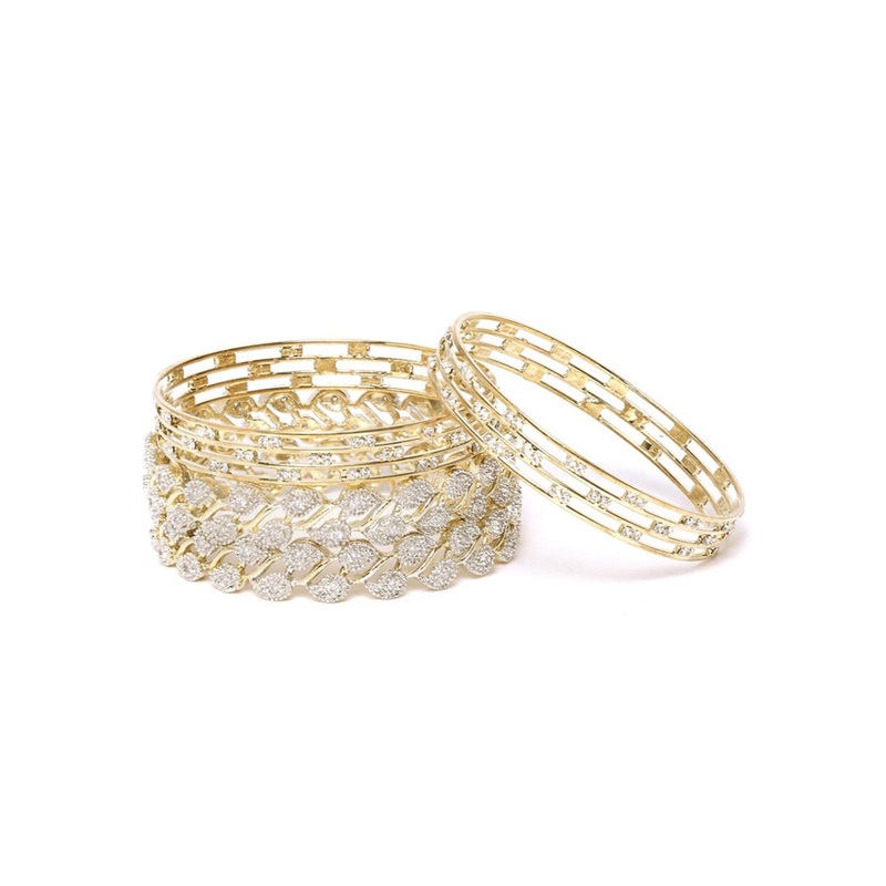 Anouk Set Of 4 Gold-Plated Stone-Studded Bangles