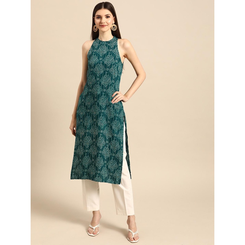 Anouk Women Navy Blue Ethnic Motifs Printed Kurta