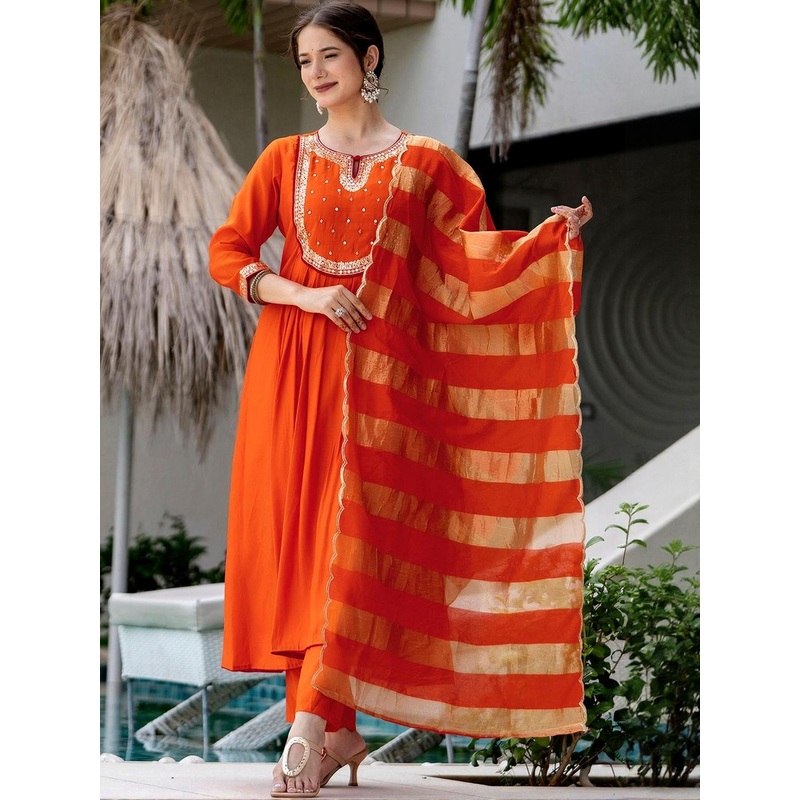 Navlik Women Ethnic Motifs Self Design Kurta with Trousers & Dupatta