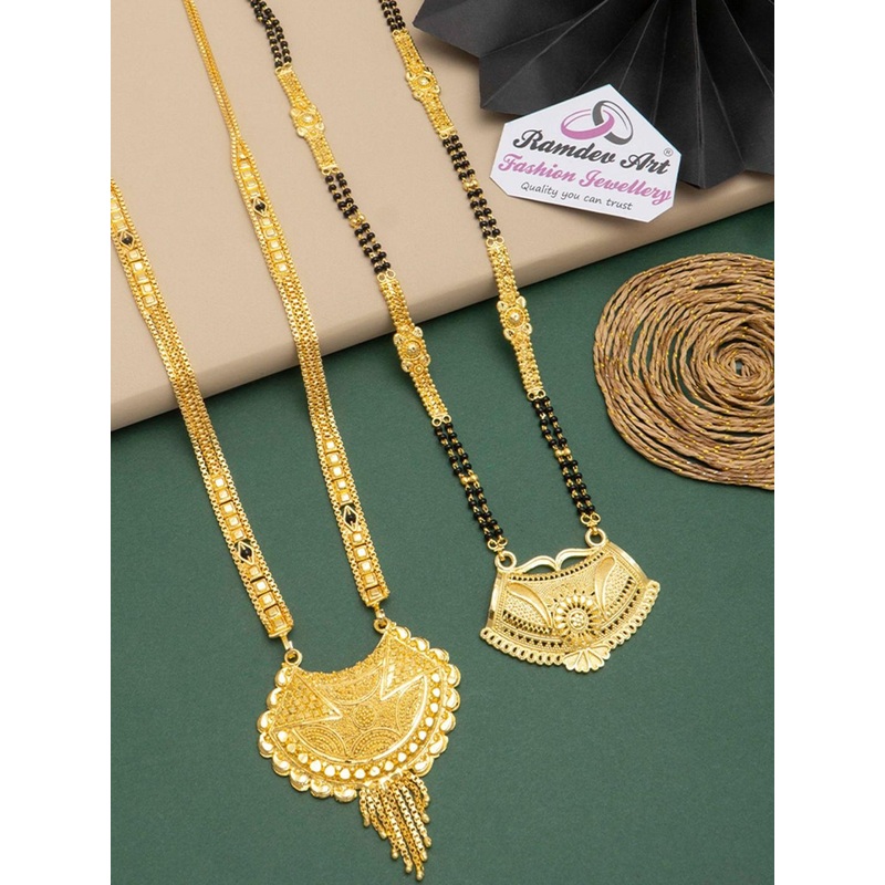 Ramdev Art Fashion Jwellery Set Of 2 Gold Plated Beaded Mangalsutra