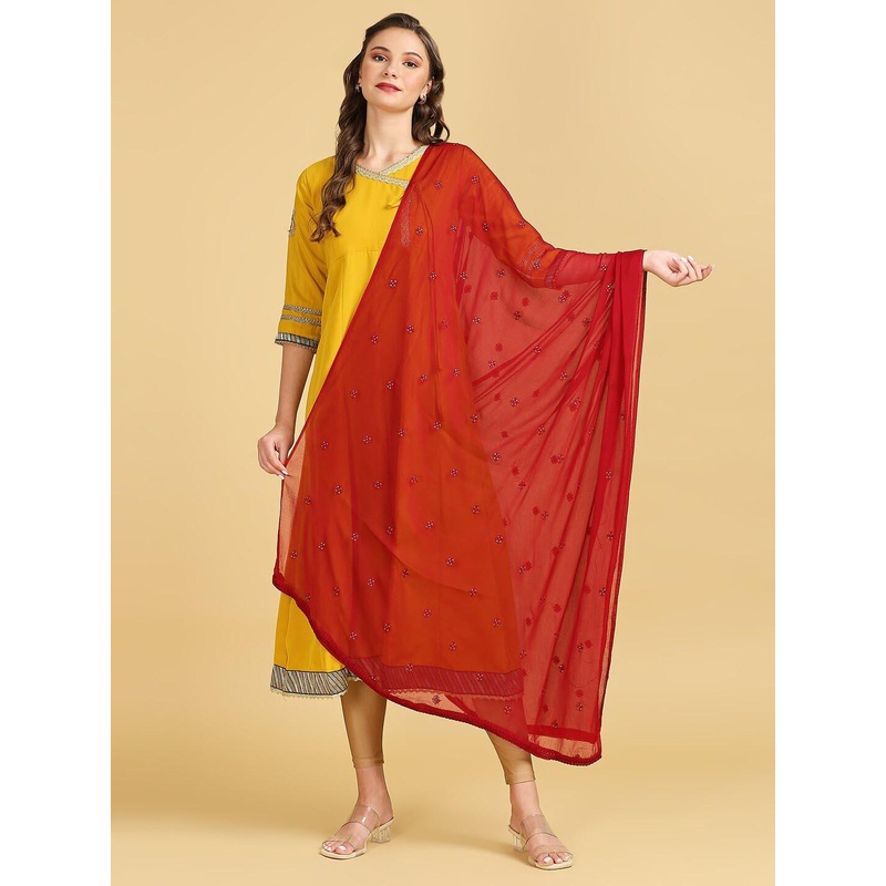 Dupatta Bazaar Floral Embroidered Sequinned Chiffon Dupatta