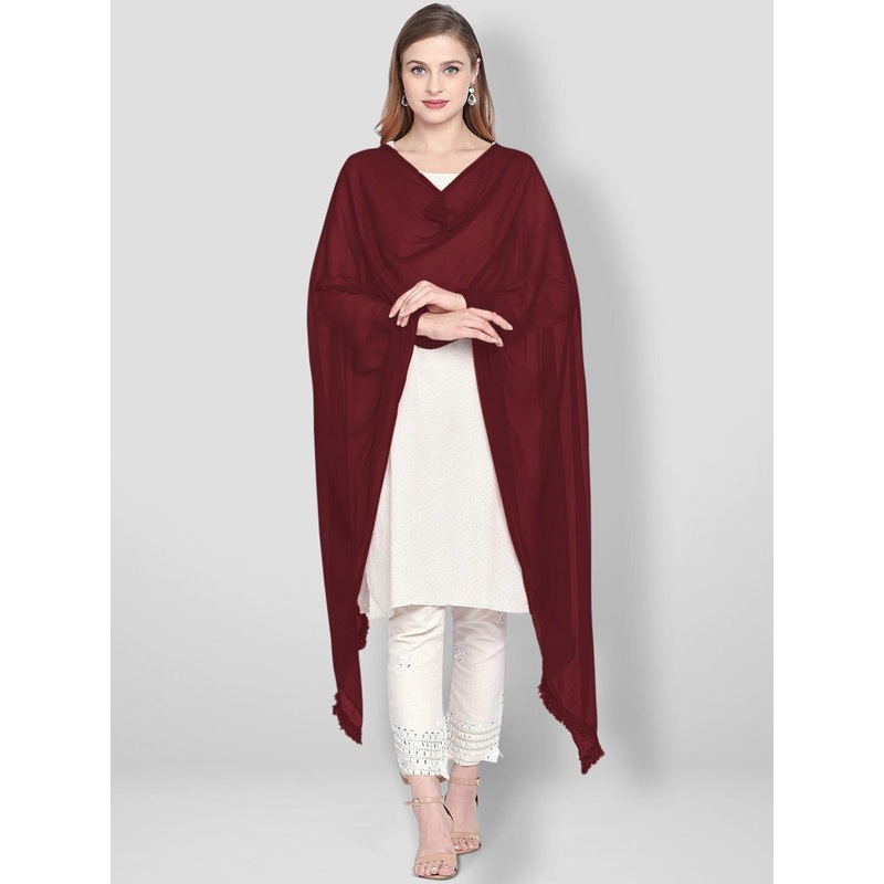 Dupatta Bazaar Maroon Solid Dupatta