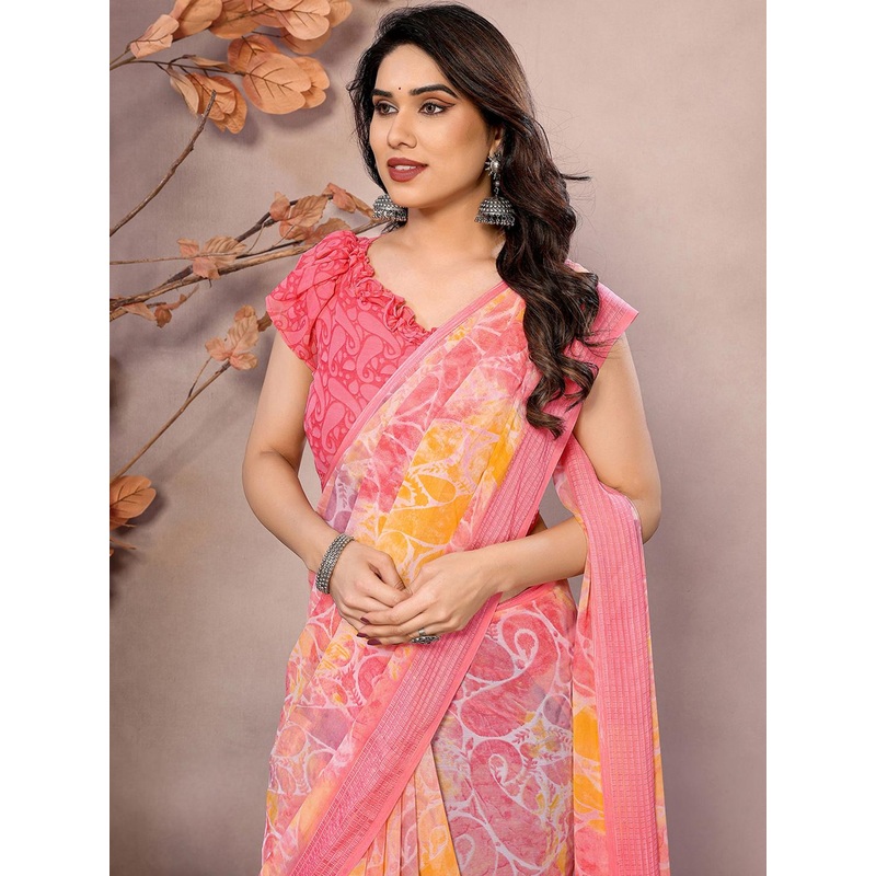 HERE&NOW Paisley Printed Zari Pure Georgette Saree