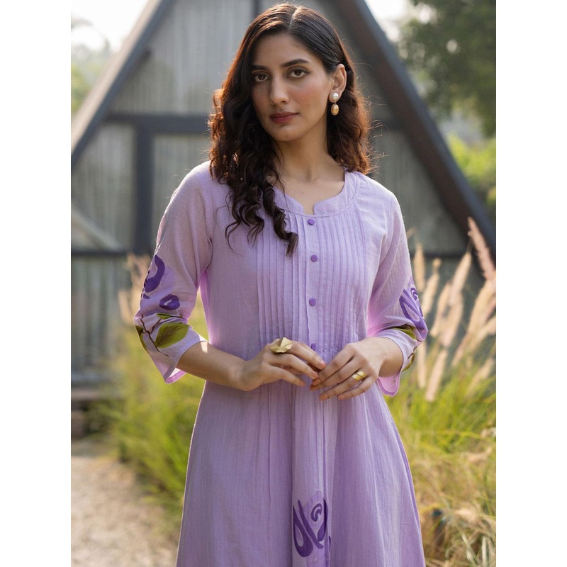 Indo Era Women Printed Pure Cotton A-Line Kurta with Trouser