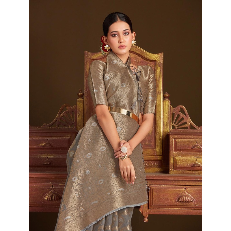 Sangria Woven Design Zari Linen Saree