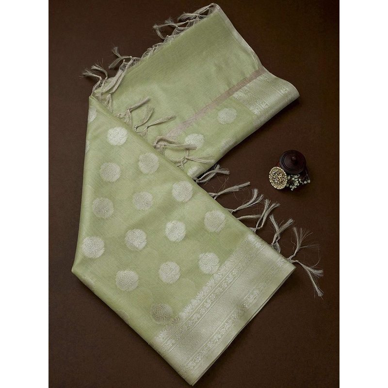 Soch Green Ethnic Motifs Woven Design Zari Dupatta