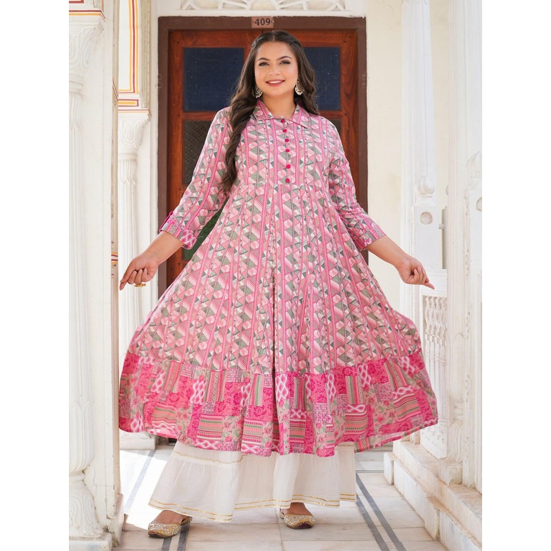 YASH GALLERY Plus Size Printed Anarkali Kurta
