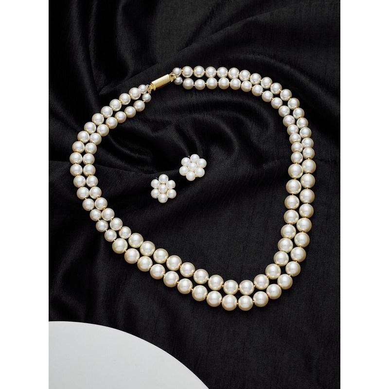 ATIBELLE Gold-Plated Pearl-Beaded Jewellery Set