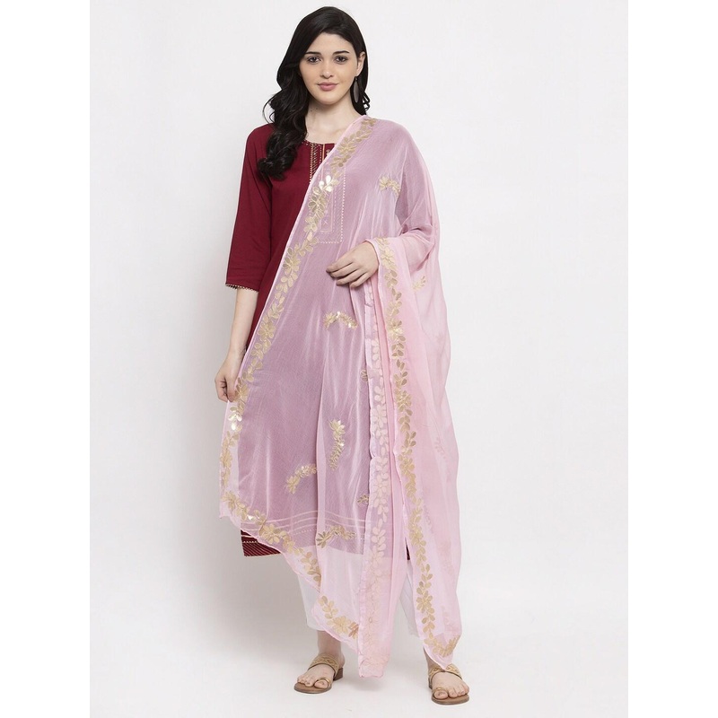 Clora Creation Pink Solid Dupatta