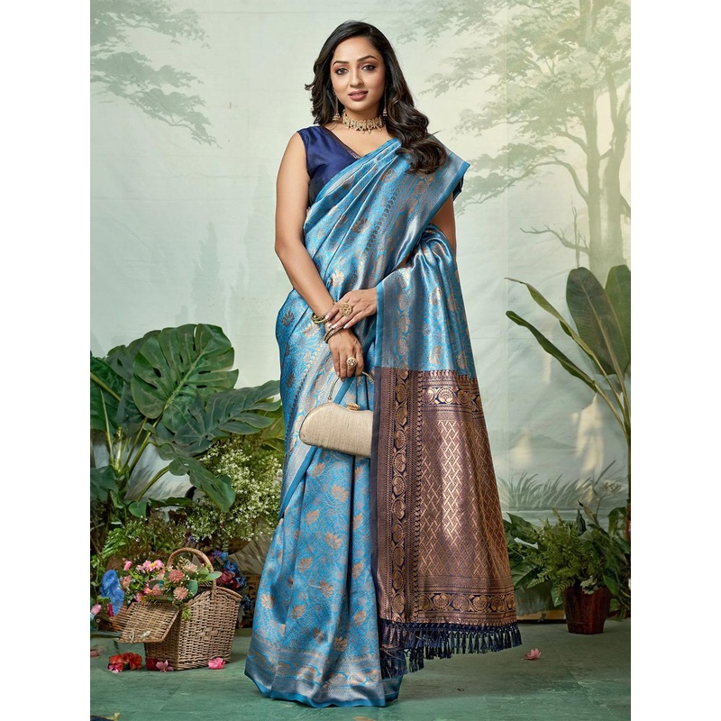 DIVASTRI Ethnic Motifs Woven Design Zari Detail Banarasi Saree