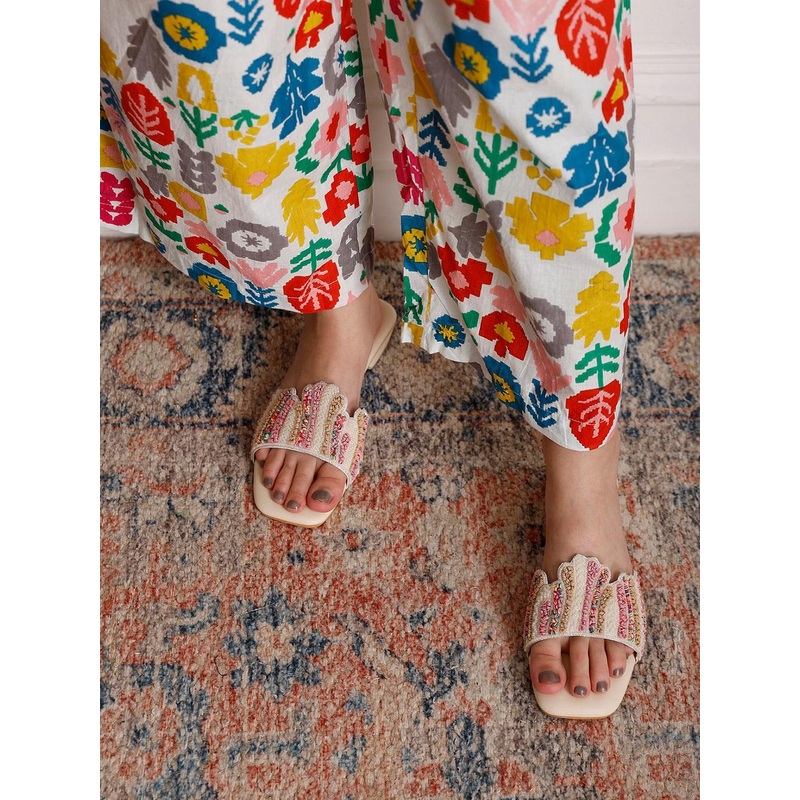 Shezone Embellished Open Toe Flats