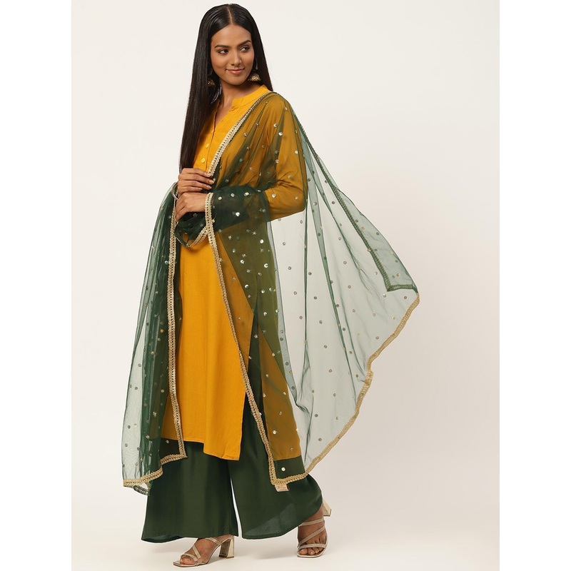 Studio Shringaar Green Embroidered Dupatta