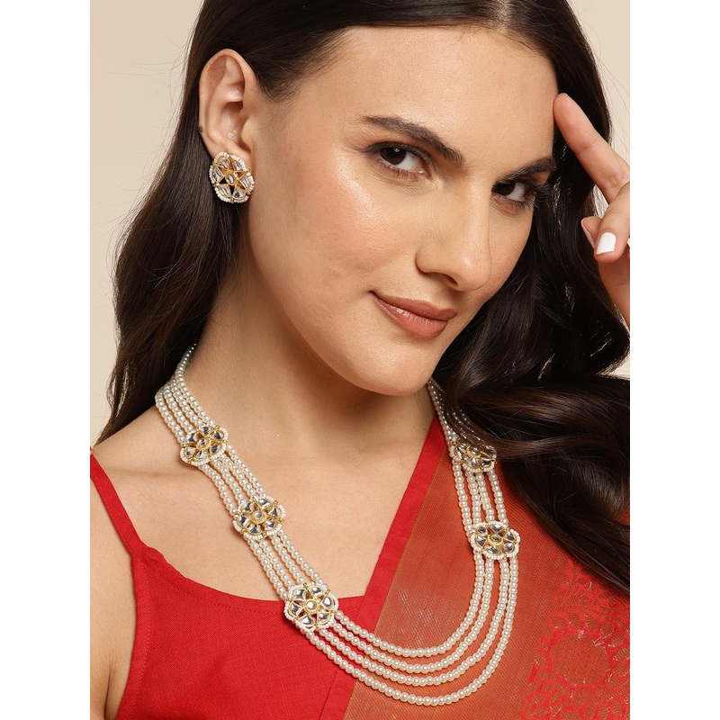 Anouk Women Gold-Plated Layered Pearls Necklace Set