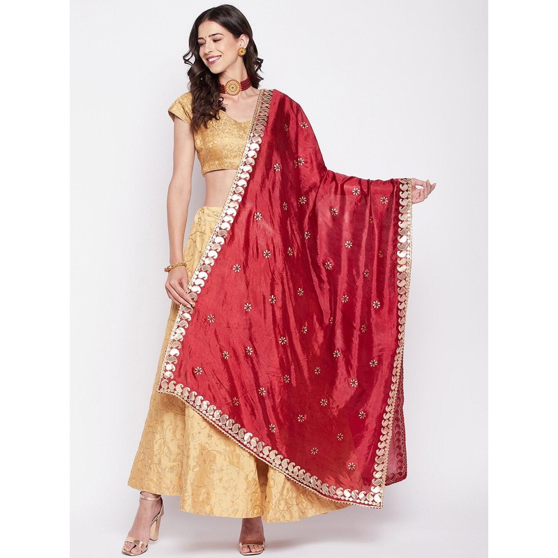 Clora Creation Gotta Patti Floral Embroidered Dupatta